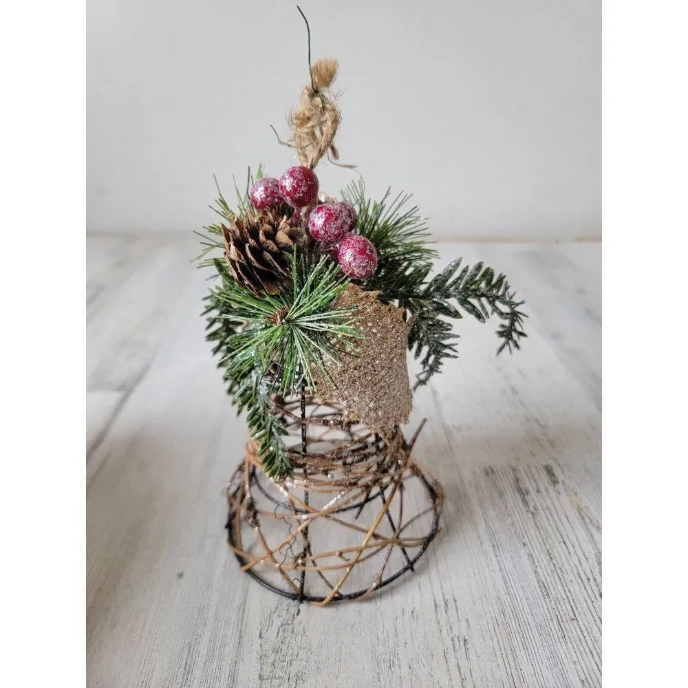 Glitter‎ mistletoe Pinecone branch wire Bell xmas
